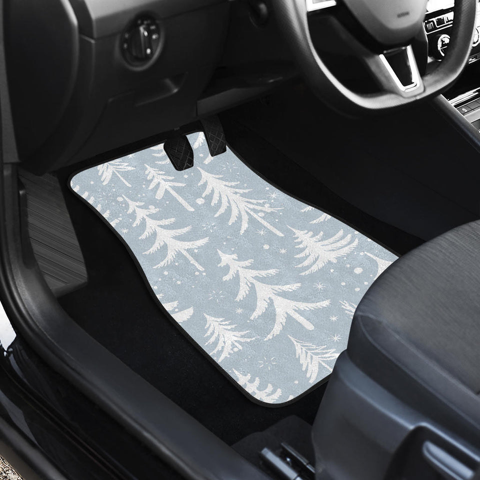 Christmas Tree Winter Forest Pattern Front And Back Car Mats