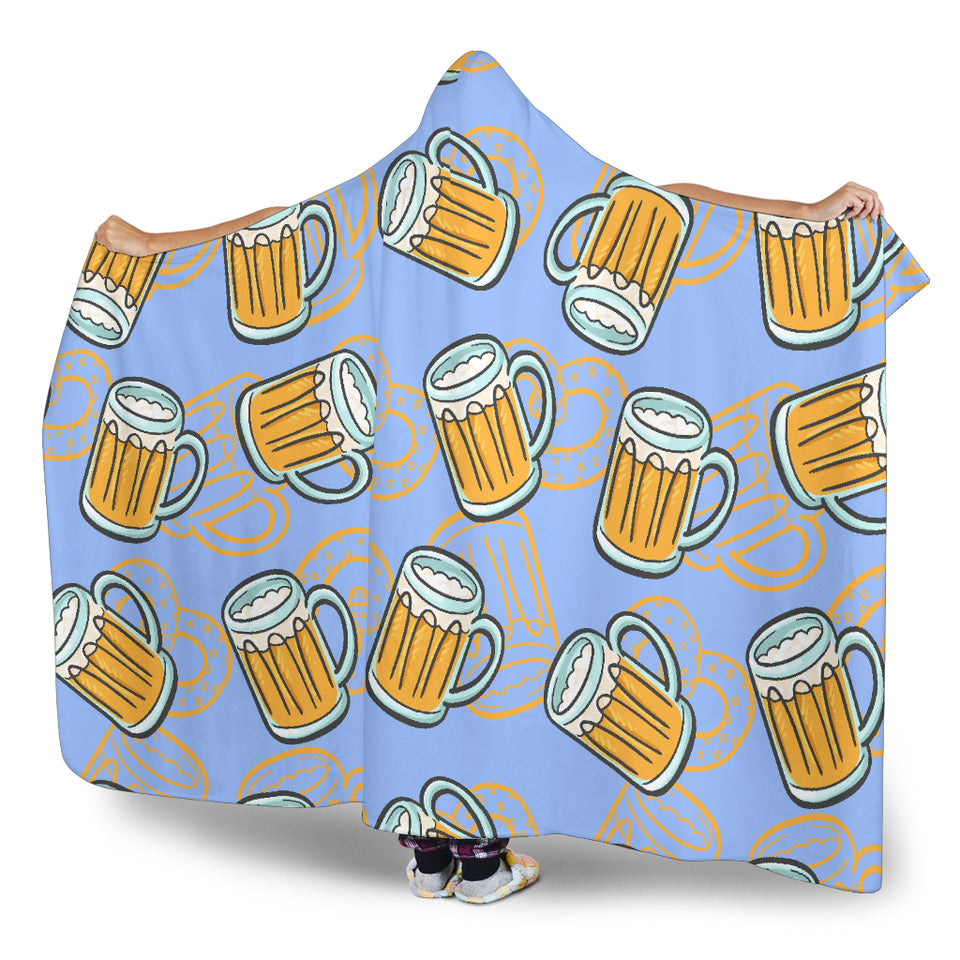 Beer Pattern Hooded Blanket