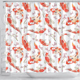 Watercolor Koi Fish Carp Fish Pattern Shower Curtain Fulfilled In US