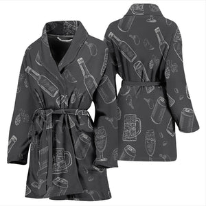 Beer Hand Drawn Pattern Women'S Bathrobe