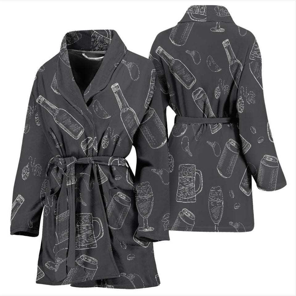 Beer Hand Drawn Pattern Women'S Bathrobe