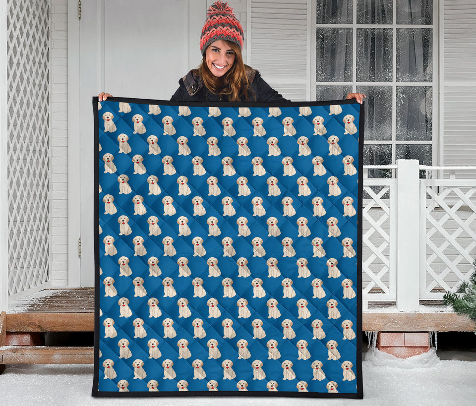 Golden Retriever Pattern Print Design 03 Premium Quilt