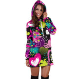 Heart Dot Wave Star Creative Design Pattern Women'S Hoodie Dress