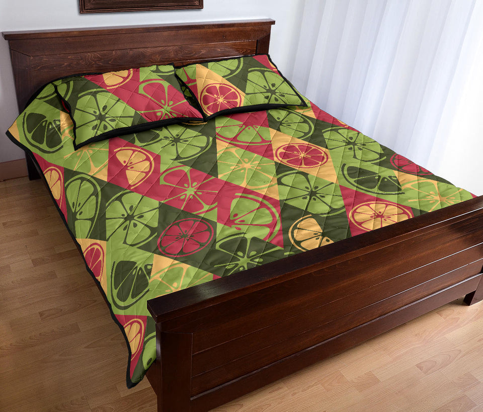 Cool Geometric lime pattern Quilt Bed Set