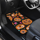 Pumpkin Flowers Spiderweb Halloween Theme Front And Back Car Mats