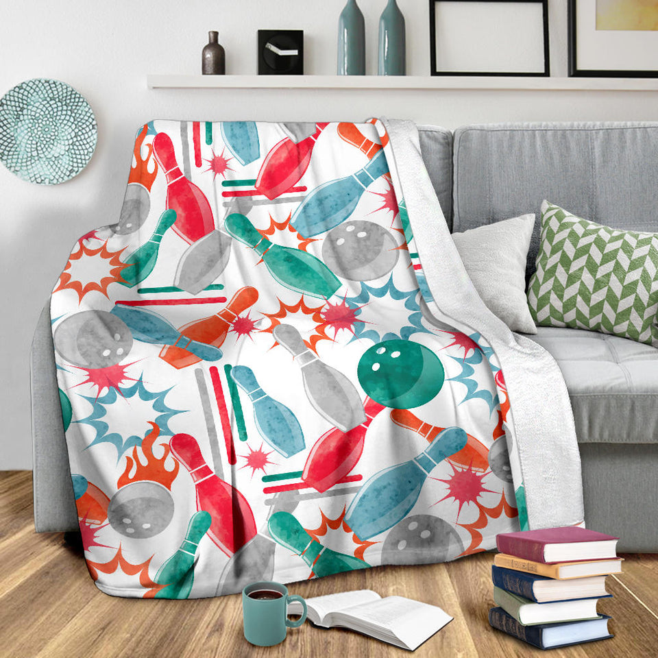 Watercolor Bowling Pattern Premium Blanket