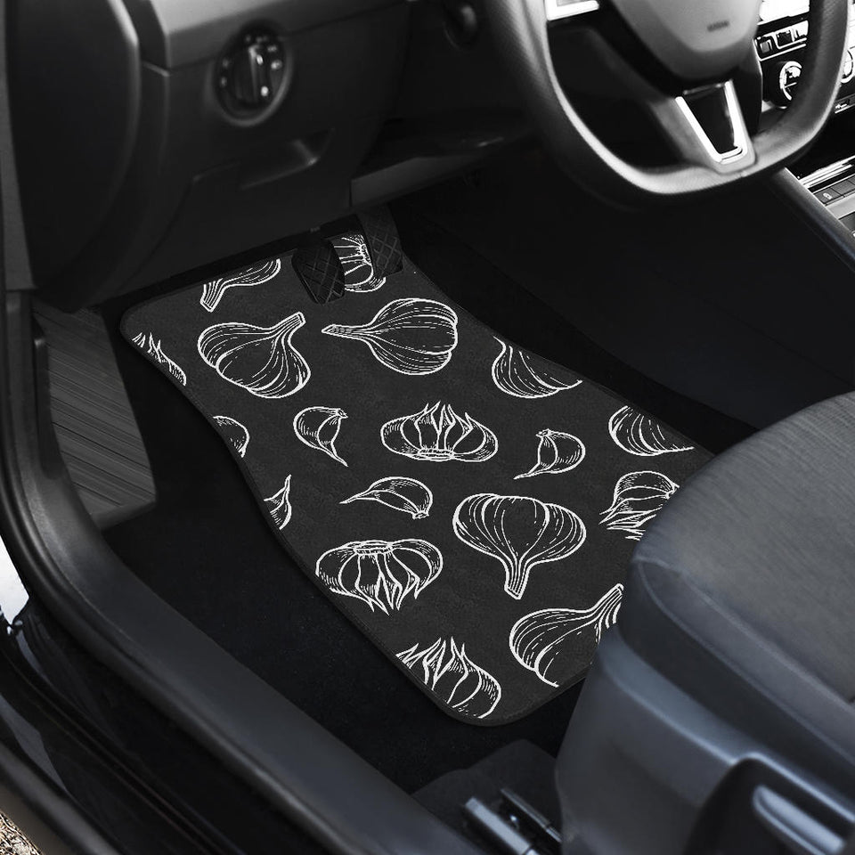 Garlic Pattern Black Background Front And Back Car Mats