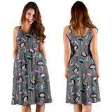 Ostrich Pattern Print Design 01 Sleeveless Midi Dress