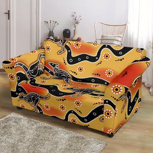 Kangaroo Australian Aboriginal Art Pattern Loveseat Couch Slipcover