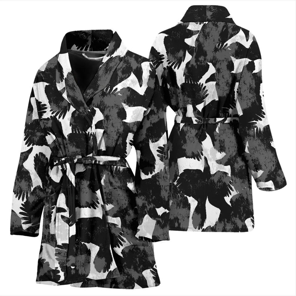Crow Illustration Pattern Women'S Bathrobe