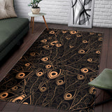 Gold Peacock Feather Pattern Area Rug