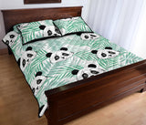 Panda pattern tropical leaves background Quilt Bed Set