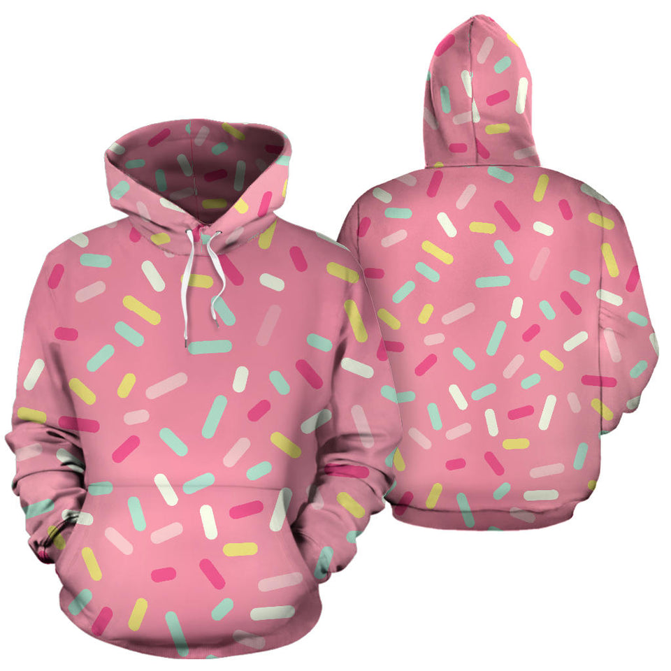Pink Donut Glaze Candy Pattern Men Women Pullover Hoodie