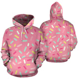 Pink Donut Glaze Candy Pattern Men Women Pullover Hoodie
