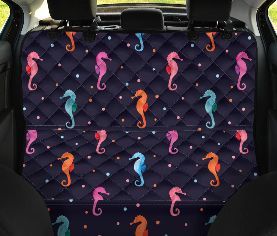 Watercolor Colorful Seahorse Pattern Dog Car Seat Covers