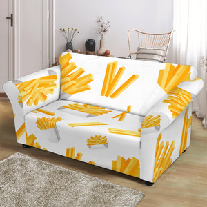 French Fries White Paper Box Pattern Loveseat Couch Slipcover