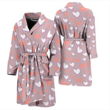Coral White Heart Pattern Men'S Bathrobe