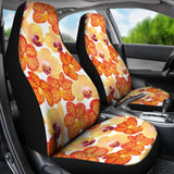 Orange Yellow Orchid Flower Pattern Background Universal Fit Car Seat Covers