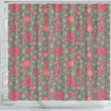 Red Gold Sakura Cherry Blossom Gray Background Shower Curtain Fulfilled In US
