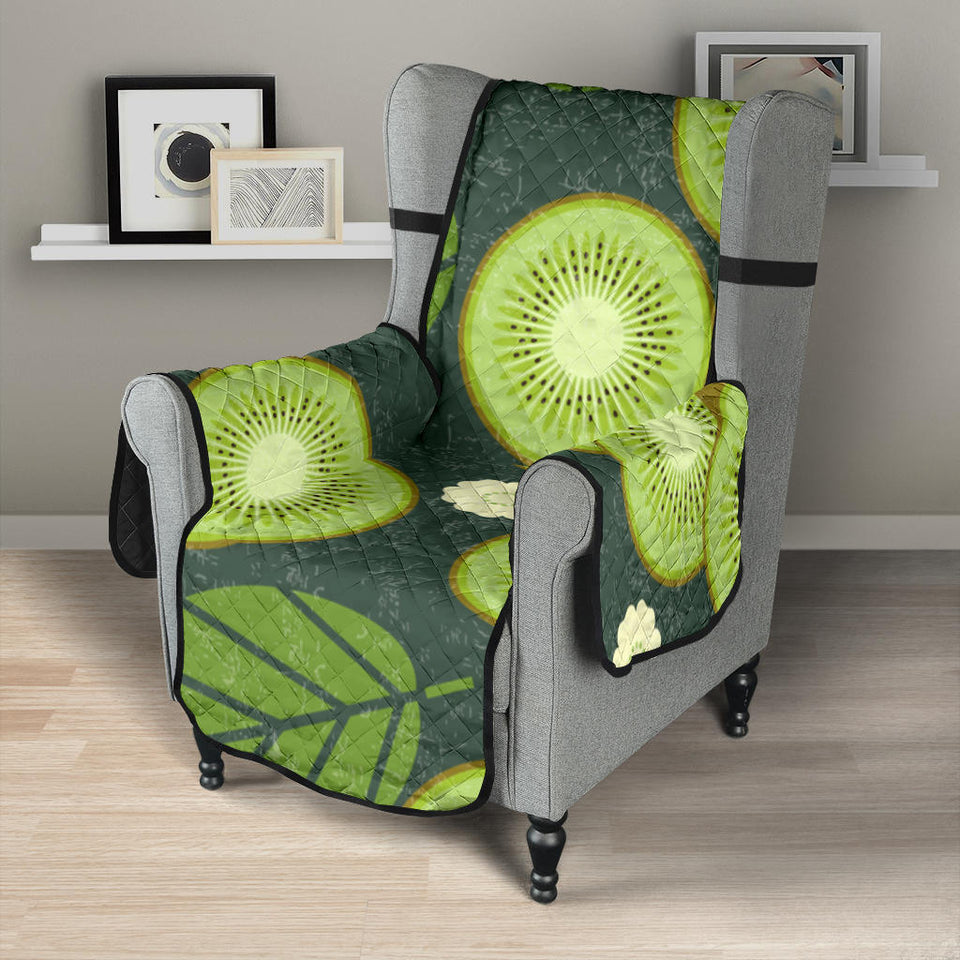 Whole sliced kiwi leave and flower Chair Cover Protector