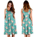 Pig Pattern Print Design 01 Sleeveless Midi Dress