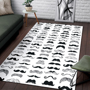 Mustache Beard Pattern Print Design 04 Area Rug
