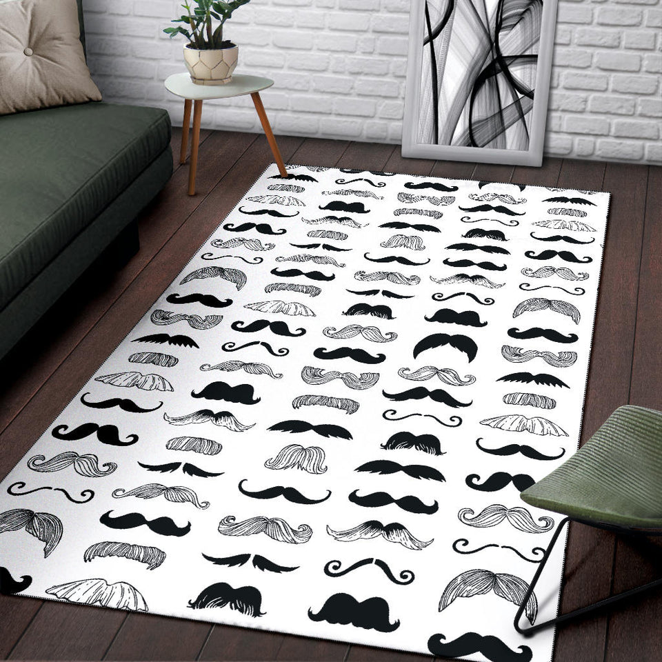 Mustache Beard Pattern Print Design 04 Area Rug