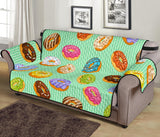 Colorful donut pattern green background Sofa Cover Protector