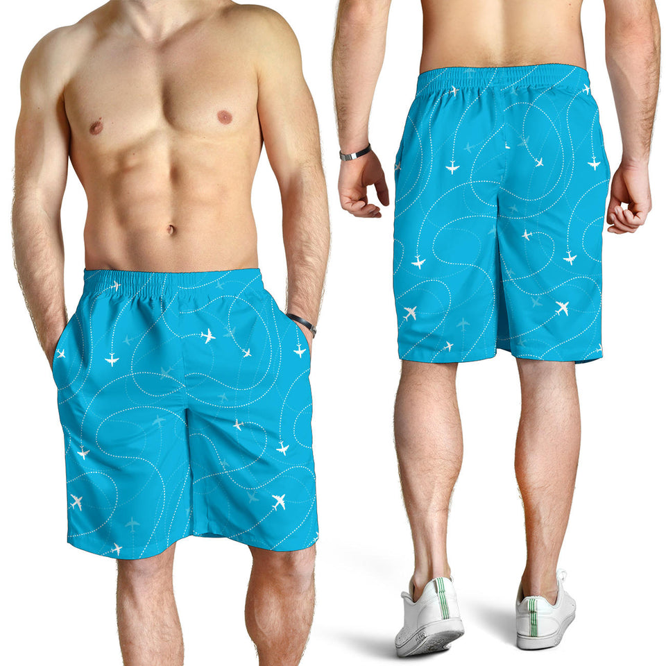 Airplane Destinations Blue Background Men Shorts