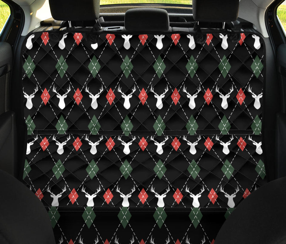 Deer Christmas New Year Pattern Argyle Dog Car Seat Covers