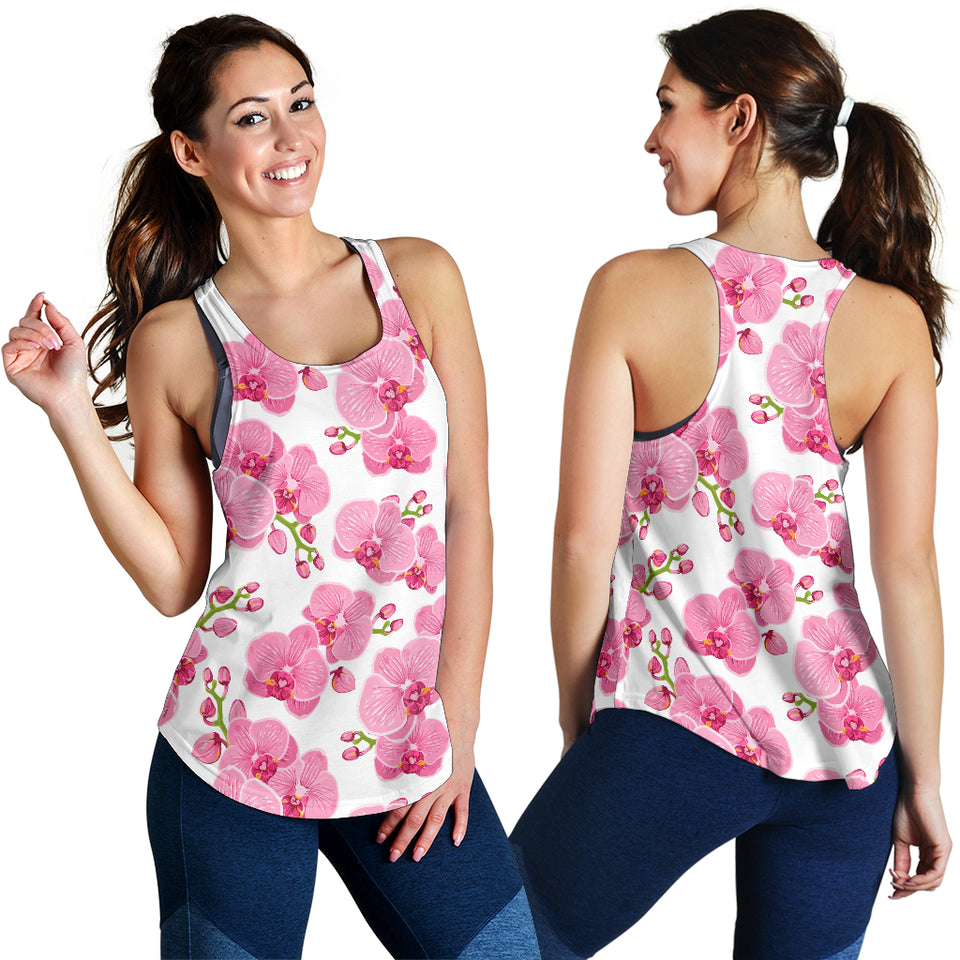pink purple orchid pattern background Women Racerback Tank Top