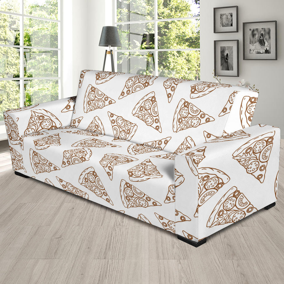 Hand Drawn Pizza Pattern Sofa Slipcover