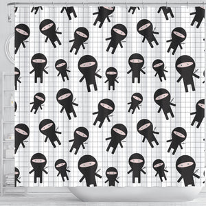 Ninja Pattern Plaid Background Shower Curtain Fulfilled In US