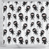 Ninja Pattern Plaid Background Shower Curtain Fulfilled In US