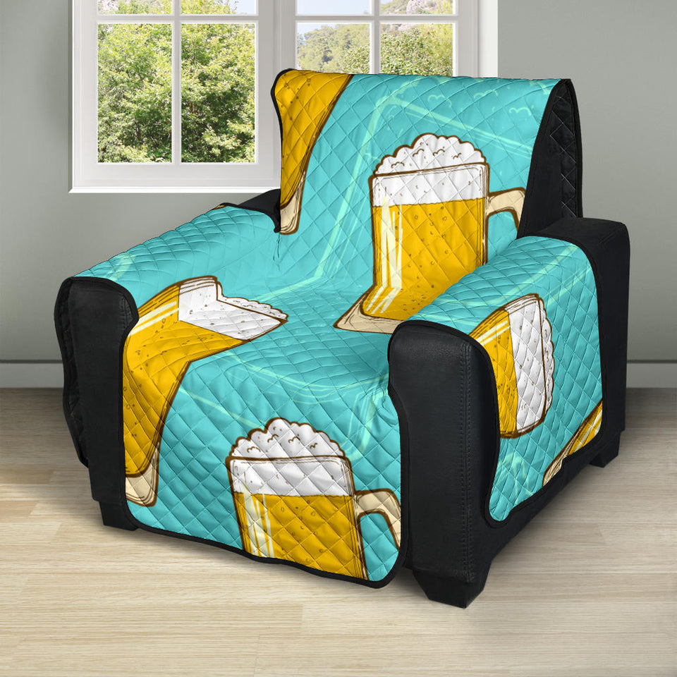 Beer pattern green background Recliner Cover Protector