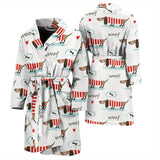 Cute Dachshund Bone Pattern Men'S Bathrobe