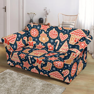 Christmas Gingerbread Cookie Pattern Loveseat Couch Slipcover