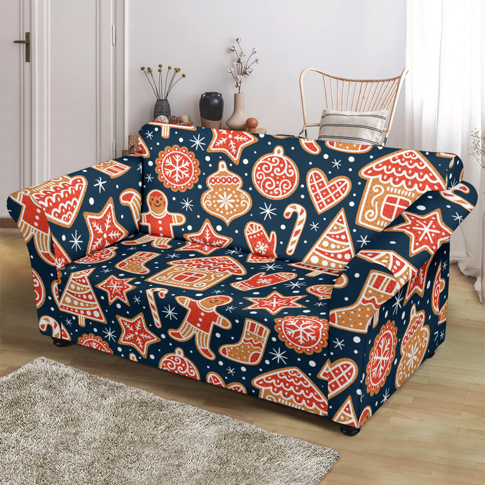 Christmas Gingerbread Cookie Pattern Loveseat Couch Slipcover
