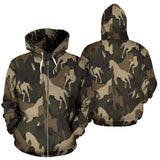 Horse Camouflage Pattern Zip Up Hoodie