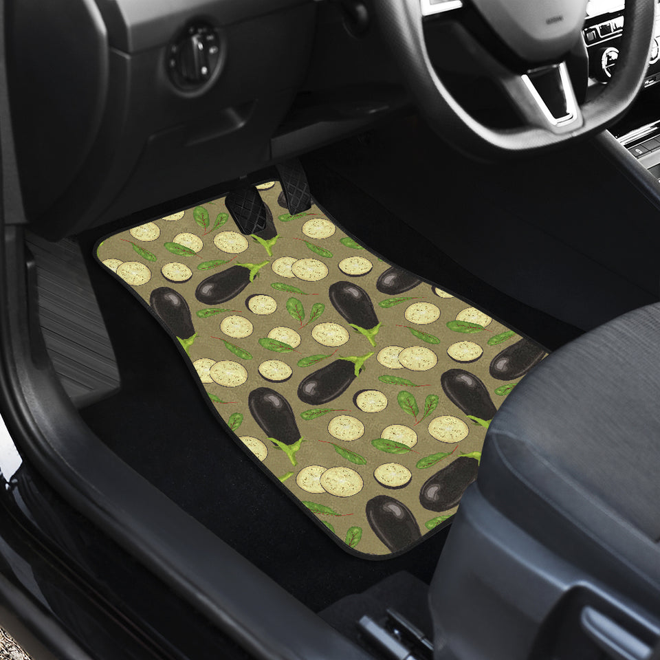 Eggplant Pattern Print Design 02 Front Car Mats