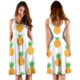 Pineapples Pattern Sleeveless Midi Dress