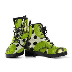 Kiwi Black Dot Background Leather Boots