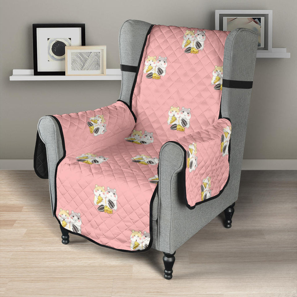 Cute hamster cheese pattern pink background Chair Cover Protector