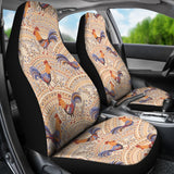 Cute Rooster Chicken Cock Floral Ornament Background  Universal Fit Car Seat Covers