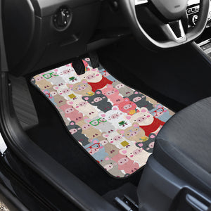 Pig Pattern Print Design 02 Front and Back Car Mats