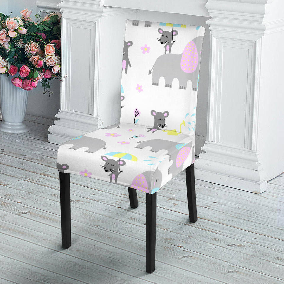 Cute Elephant Mouse Pattern Dining Chair Slipcover