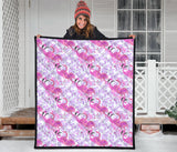 Pink Flamingo Flower Pattern Premium Quilt