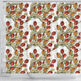 Red Tulips And Daffodils Pattern Shower Curtain Fulfilled In US