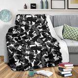 Crow Illustration Pattern Premium Blanket