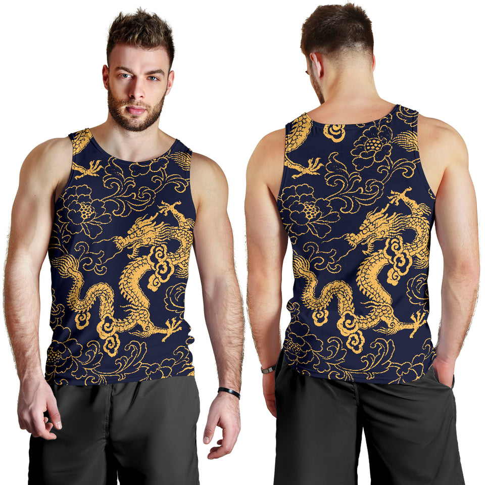 Gold dragon pattern Men Tank Top